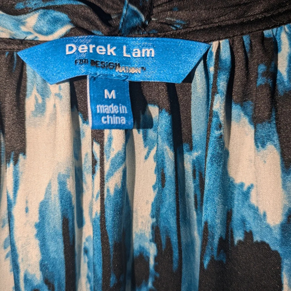 Derek Lam blue and black bubble hem with faux wrap mini dress. Size M - Picture 7 of 8